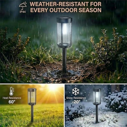 Sparkblaze 2 Pack Solar Garden Lights Outdoor, Decorative Solar Pathway Lights for Yard Auto On/Off Landscape Lighting for Walkway, Lawn, Garden, Waterproof Solar Stake Lights. (2, Cold White)