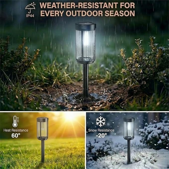 Sparkblaze 12 Pack Solar Garden Lights Outdoor, Decorative Solar Pathway Lights for Yard Auto On/Off Landscape Lighting for Walkway, Lawn, Garden, Waterproof Solar Stake Lights. (12, Cold White)