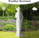 EROMMY Outdoor Garden Statue, 31.5-Inch Greek Nymph Sculpture in Roman Style, Elegant Goddess Figurine for Patio, Yard, Lawn & Porch Decor, Resin, Ivory