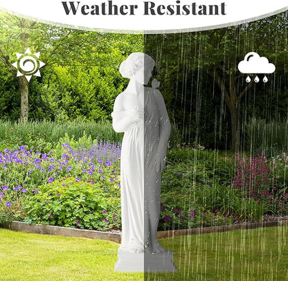 EROMMY Outdoor Garden Statue, 31.5-Inch Greek Nymph Sculpture in Roman Style, Elegant Goddess Figurine for Patio, Yard, Lawn & Porch Decor Ivory