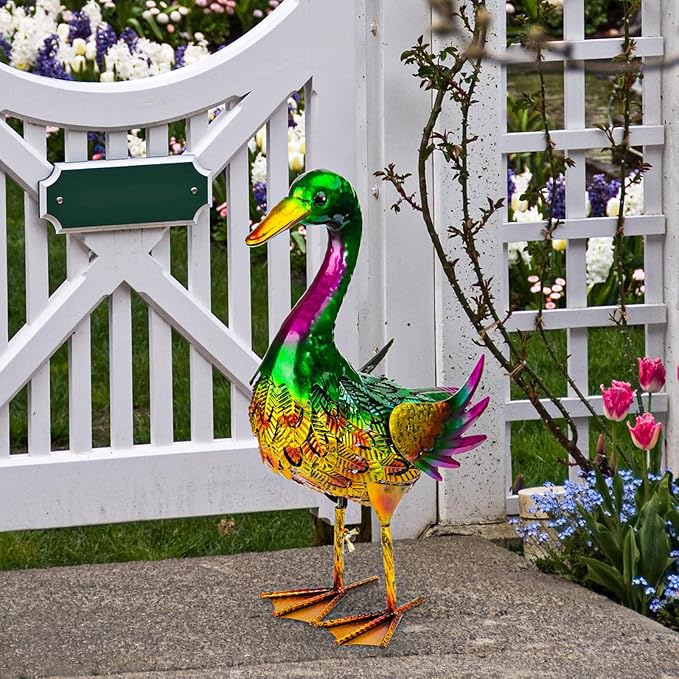 Mallard Duck Garden Statues, Metal Duck Outdoor Decor, Mallard Duck Yard Art for Garden Pond Backyard Lawn Beach Decoration