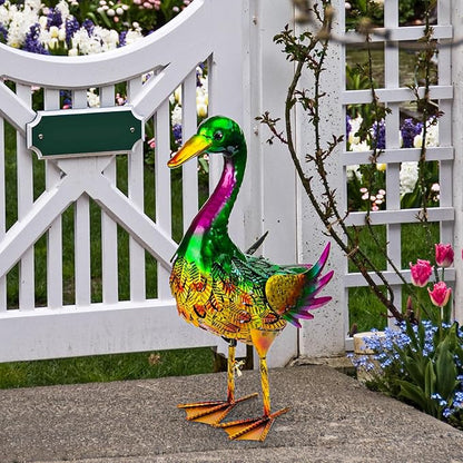 Mallard Duck Garden Statues, Metal Duck Outdoor Decor, Mallard Duck Yard Art for Garden Pond Backyard Lawn Beach Decoration
