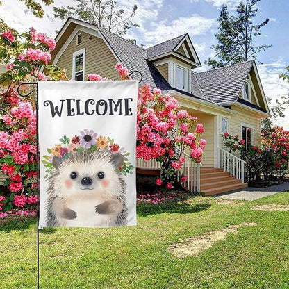 Hedgehog Painting Garden Flags 12×18 Inch Double Sided Decorative Yard Banner Seasonal Flag for Outdoor Outside Decor