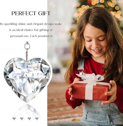 H&D HYALINE & DORA 50mm Clear Crystal Heart Suncatcher Set of 3 Suncatcher for Window Crystal Heart Sun Catcher Hanging Ornament Rainbow Maker Gifts for Mom, Grandma, Friends