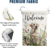 Floral White Lab Garden Flag Spring Summer House Flags 28x40 Double Sided Flower Dog Labrador Yard Flags for Outside Large Outdoor Welcome Flags, p-whitelab