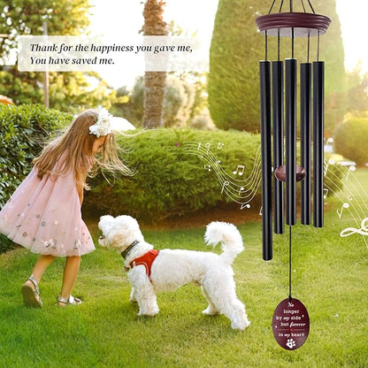 Pet Memorial Wind Chime, Dog Memorial Wind Chimes for Loss of Dog, Tuned Aluminum Tubes in G Scale, Wooden Top, Sympathy Pet Loss Gifts for Garden Patio – Forever in My Heart