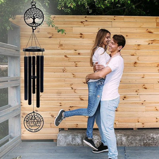 Custom Wedding Anniversary Wind Chime Personalized Gifts for 10th, 25th, 40th, 50th, 60th, 70th or Any Year Anniversary Keepsake Decoration for Parents & Couples