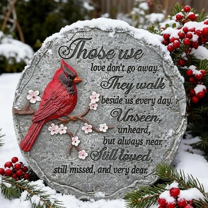 Memorial Garden Stones Red Cardinal Sympathy Gifts for Loss of Loved One - Outside Bereavement Memory Plaques Christmas Outdoors Home Decor Stepping Stone