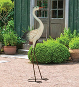 Regal Art & Gift Grey Crane Metal Statue – Indoor Outdoor Decorative Sculpture for Home & Garden Décor, Weather-Resistant Yard Art Figure for Patio, Lawn - Upward Gaze