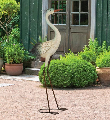 Regal Art & Gift Grey Crane Metal Statue – Indoor Outdoor Decorative Sculpture for Home & Garden Décor, Weather-Resistant Yard Art Figure for Patio, Lawn - Upward Gaze