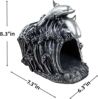 Dolphin Statue Gutter Diverter Rain,Deco Gutter Extension Downspout,Eco-Friendly Resin Sculpture Gutter Extender Diverter,Splash Block, Perfect Rain Gutter Downspout Extension for 3"x4" Downspouts