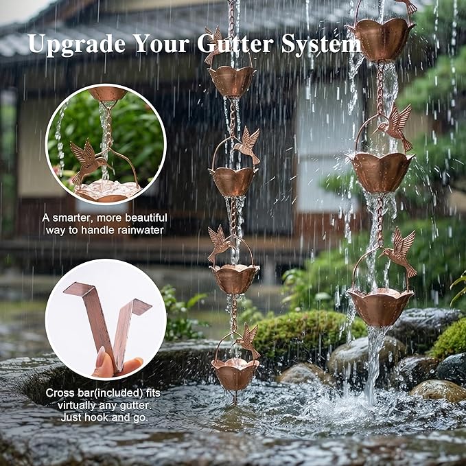TZSSP Rain Chains Decorative Rain Chain Bell, 8-1/2 Length, Hummingbird
