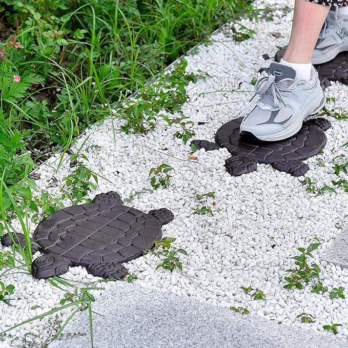 Sungmor Cast Iron Turtle Stepping Stones, Sturdy Metal Stepping Mat for Front Door, Outdoor Walkway Decorative Statue, Garden Path Pavers for Yard Lawn Landscaping