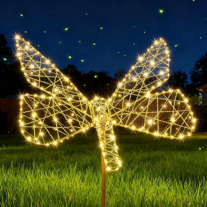Flacchi Solar Garden Lights Outdoo Waterproofr - Butterfly Decor with 240LED, Solar Powered Iron Easy to Install for Pathway Garden Decorations Patio Decor Yard Decoration