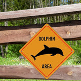 Dolphin Crossing Sign Caution DolphinXing Sign Street Sign Wildlife Novelty Road Fence Wall Decor Warning Metal Tin Sign For Indoor Outdoor 10x10in