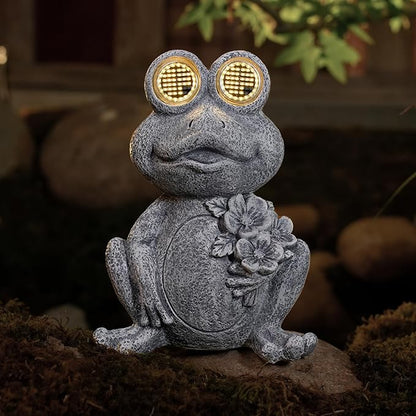 Solar Powered Frog Statue Lights, Frog Figurines Outdoor Garden Decor, Outdoor Patio Decor, Patio Porch Lawn Backyard Decor, Gardening Birthday Gifts for Daughters and Moms