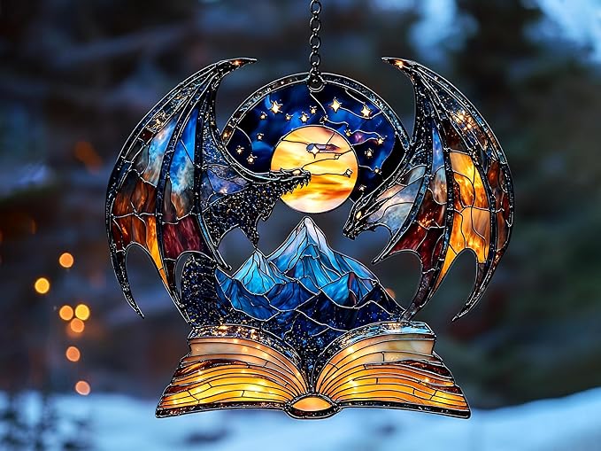 Fantasy Book Lover Acrylic Suncatcher Window Hanging Mini Bookshelf Decor Reader Gift Fantasy Decor