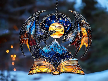 Fantasy Book Lover Acrylic Suncatcher Window Hanging Mini Bookshelf Decor Reader Gift Fantasy Decor