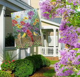 Cardinal Spring Summer House Flag Birds Floral Garden Flags 28x40 Double Sided, Large Burlap Yard Flags for Outside Seasonal Decoration