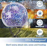 Solar Lights Outdoor Decorative Solar Mosaic Garden Stakes Cracked Glass Decorative Waterproof Outdoor Lights for Landscape Patio Yard Walkway Decoration Purple