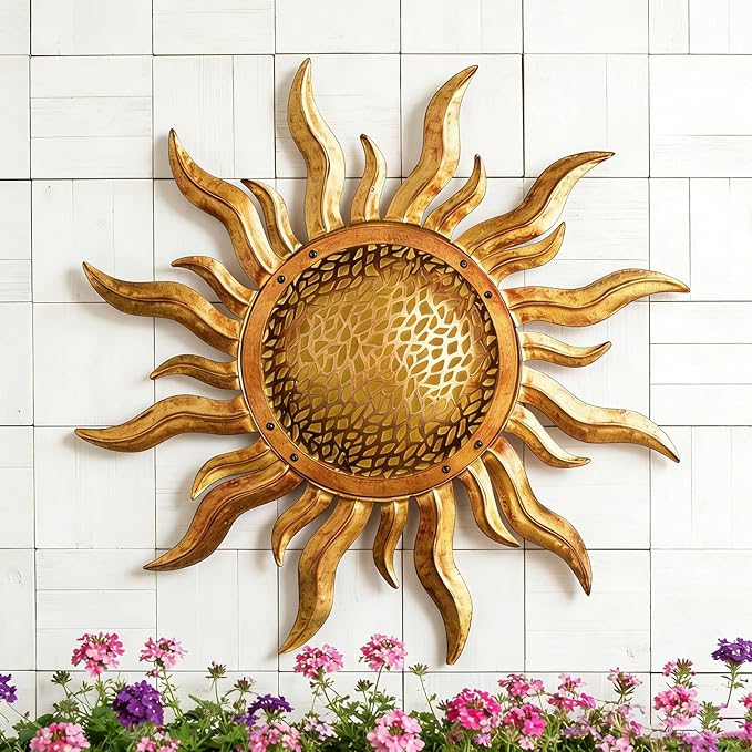 Metal Sun Wall Art 22" Large Outdoor Wall Decor Unique Metal Wall Hanging Outside Decoration for Indoor and Outdoor,Yard,Patio,Garden, Home,Bedroom and Farmhouse, Thoughtful Gift, Housewarming Gift