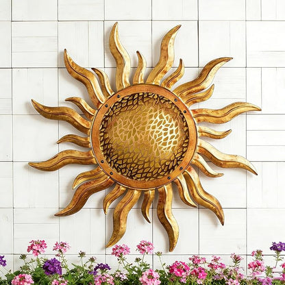 Metal Sun Wall Art 22" Large Outdoor Wall Decor Unique Metal Wall Hanging Outside Decoration for Indoor and Outdoor,Yard,Patio,Garden, Home,Bedroom and Farmhouse, Thoughtful Gift, Housewarming Gift