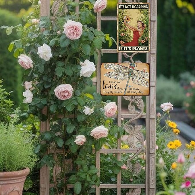 Dragonfly Garden Wall Decor Vintage Metal Tin Sign Yard Art Outdoor Dragonfly Gifts For Women Those We Love Don'T Go Away They Fly Beside Us Every Day Signs Funny Garden Signs For Outside 8 X 12 Inch