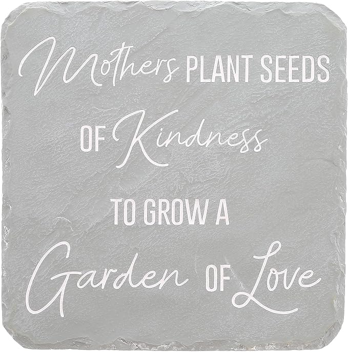 Pavilion Gift Company 25317 Mother's 7.75" x 7.75" Garden Stone, Light Gray, White