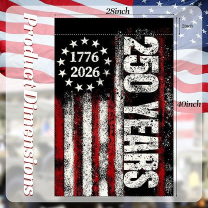 250 Anniversary America Garden Flag, 250th Anniversary USA Patriotic Double-Sided Banner, Double-Sided Burlap, 1776-2026 Semiquincentennial Commemorative, Suitable for Outdoor Lawn Decor (28×40 Inch)