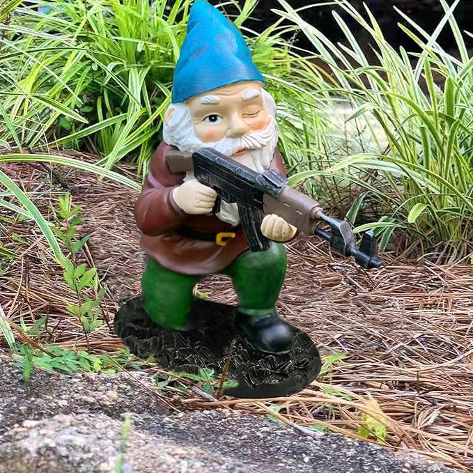 Tirifer Garden Statue Gnome with Gun, Guard Gnome for Garden Military Army Statue Tactical Soldier for Indoor Outdoor, Patio, Yard, Lawn, Christmas Ornaments, Home Décor