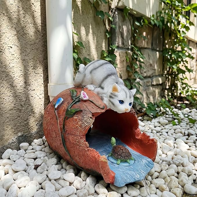 Cat Gutter Downspout Extender Statue, Funny Garden Statue Ornament, Decor Downspout Diverter, Perfect Rain Diverter for 3"x4" Downspouts, Eco-Friendly Resin, Ideal Outdoor Decor Gift