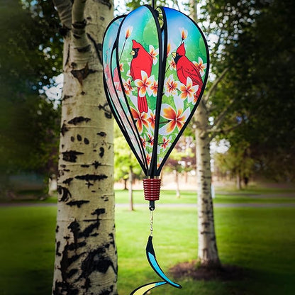 In the Breeze Cardinal 6-Panel Kinetic Hot Air Balloon Wind Spinner,11" W x 17" H, 26" Tail,1055