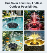 6.3" D Solar Fountain with Battery Backup, 9V/2W Solar Fountain Pump with LED Lights, 5 Nozzles Bird Bath Fountain, Floating Solar Water Fountain for Garden, Pond, Patio