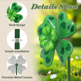 4pcs Clover Yard Wind Spinners Outdoor Decoration Stakes Lawn Ornaments, Lawn Decorations Garden Stakes, Metal Outside Decorations for Metal Yard Art Flower Garden Decor, Spring Mom Gifts