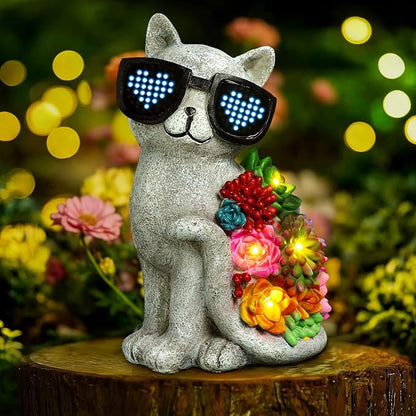kyoryuger Mothers Day Solar Garden Decor Cat Statues for Women Mom Grandma Sister, for Mom,Solar Outdoor Decor for Patio Backyard Yard Lawn Decoration-Unique Birthday Present,Yard Art Ornament