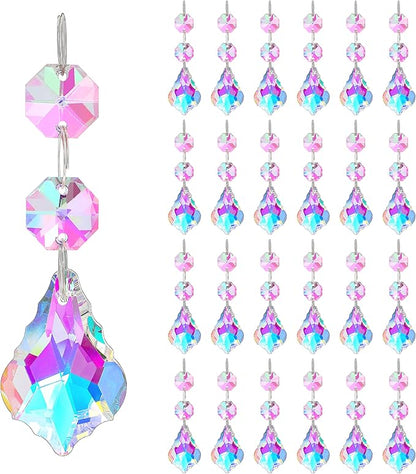 KANPURA 25pcs 38mm Suncatcher with Crystals Horse Eyes Chandelier Prism Replacement Pendant,Hanging Crystals Glass Octagon Beads for Window Christmas Tree Home Decor(AB)