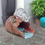 coolboy Gutter Downspout Extension Cat Statues Garden Decoration,Animal Resin Statue Outdoor Decor,Gutter Extension Decorative,Downspout Diverter,3"×4" Downspout Extender Diverter Splash Block