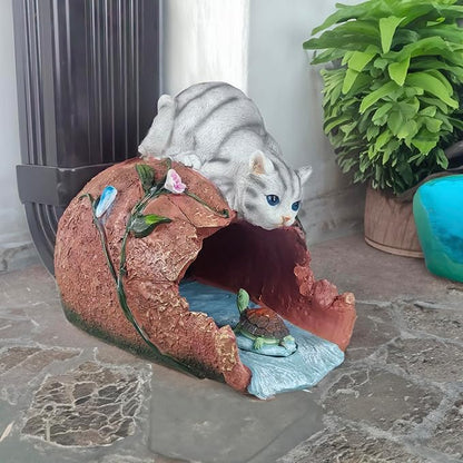 coolboy Gutter Downspout Extension Cat Statues Garden Decoration,Animal Resin Statue Outdoor Decor,Gutter Extension Decorative,Downspout Diverter,3"×4" Downspout Extender Diverter Splash Block