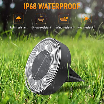Siatom Solar Ground Lights 8 Pack, IP68 Waterproof Solar In-Ground Light for Outdoor, Flat Landscape Lighting, Garden Disc Light for Pathway, Walkway, and Yard - 8 Pcs (Warm White)