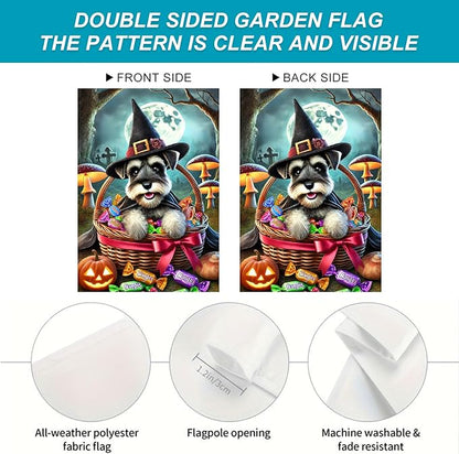 BlissYard Halloween Cute Garden Flag 12x18 Inch Candy Witch Dog Basket Flag Outdoor Yard Decoration House Banner Porch Lawn Patio Home Decor