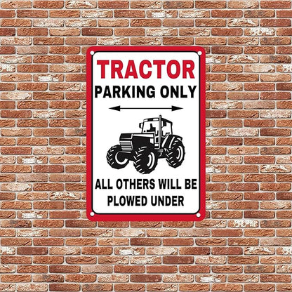 Vintage Metal Tin Sign Tractor Parking Only Sign for Home Barn Farm Funny Farm Signs for Outdoor & Indoor Use, 8x12