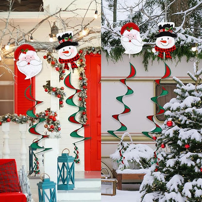 NOVWANG 2 Pcs Christmas Wind Spinners, 40 Inch Christmas Santa Snowman Wind Spinners Winter Outdoor Hanging Decorations for Holiday Indoor Outdoor Yard Patio Lawn Garden Decor
