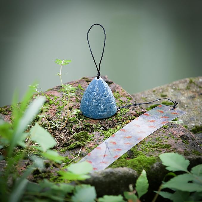 Japanese Wind Chime Cast-Iron Outdoor Ornament for Garden, Patio & Balcony, Hanging Metal Wind-Bell Decoration Gift, Blessing Pendant Windchimes & PVC Wind-Catcher, Bubbles
