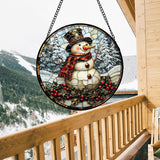 Stained Glass Window Hanging - Abstract Lake Landscape Suncatcher for Door Terrace Garden Home Decor Mountains Forests Sun Catcher Birthday Gifts for Lovers Women Men Dad Mom Nana 15 in
