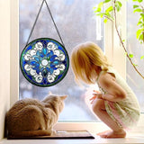 DASTOLL Stained Glass Window Hanging, Boho Style Sun Catchers Diamond Glass Panel Hangings Tiffany Suncatcher Decor for Birthday for Women, Men, Wife, Aunt, and Mom 11.8x11.8 in