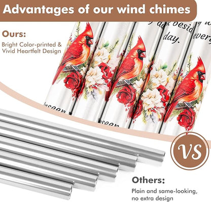Memorial Wind Chimes Sympathy Gift - Cardinal Windchimes in Loving Memory of Mom Mother Grandmother, Bereavement Gifts for Loss of Loved One, Condolences Grief Remembrance Funeral Grieving