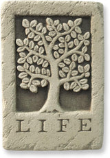 Carruth Studio, Tree of Life Wall Plaque Garden Statue Figurine, Original Sculpture Handcrafted in Stone, Artisan Made