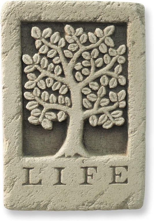 Carruth Studio, Tree of Life Wall Plaque Garden Statue Figurine, Original Sculpture Handcrafted in Stone, Artisan Made