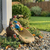 Gnome On The Swing Gutter Downspout Extension Decoration,Rain Downspout Diverter Garden Statue,Decorative Gutter Extension,Downspout Splash Block,Animal Resin Statue Outdoor Décor