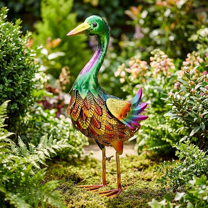 Moxweyeni Mallard Duck Garden Statues, 14.5 Inch Outdoor Duck Metal Yard Decorations, Vivid Mallard Decoys Animal Statues for Indoor Outdoor Garden Pond Backyard Lawn Decoration